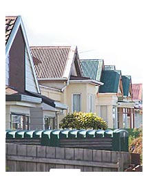 Side image - Row of houses. 