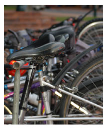 Side image - racked bikes. 