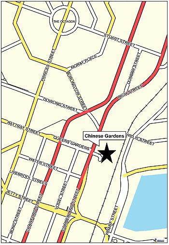 Location of the Dunedin Chinese Garden