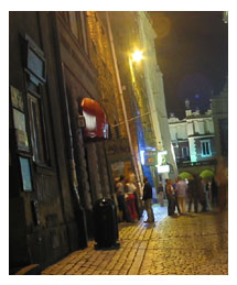 Alleyway. Side image - people in the alley way. 