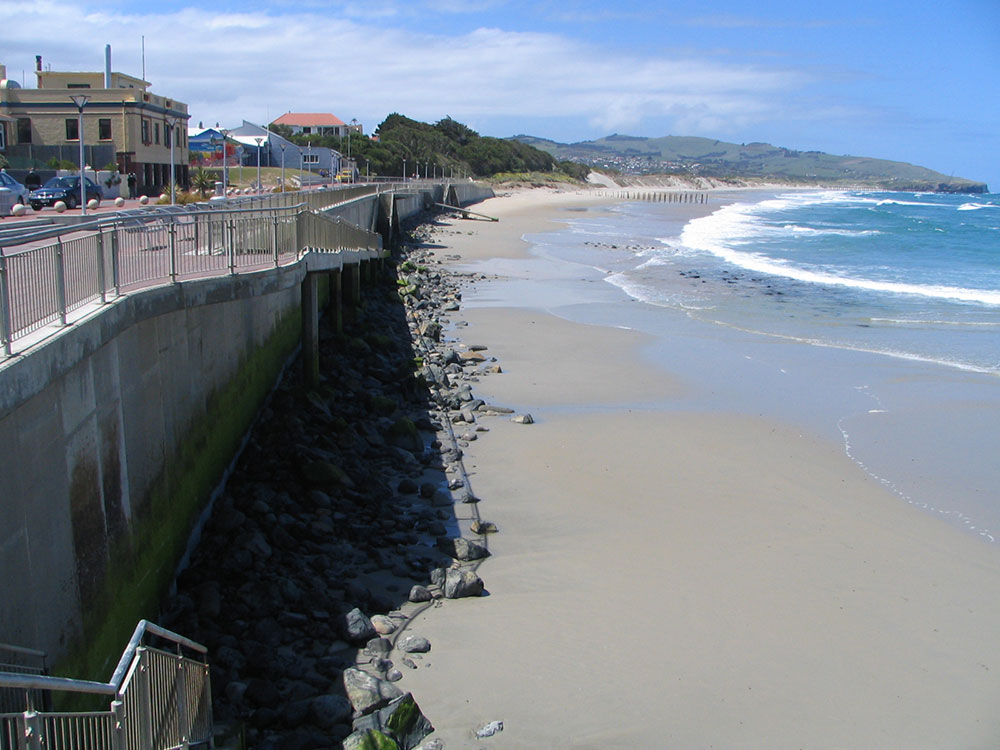 The current sea wall at St Clair, built in 2004