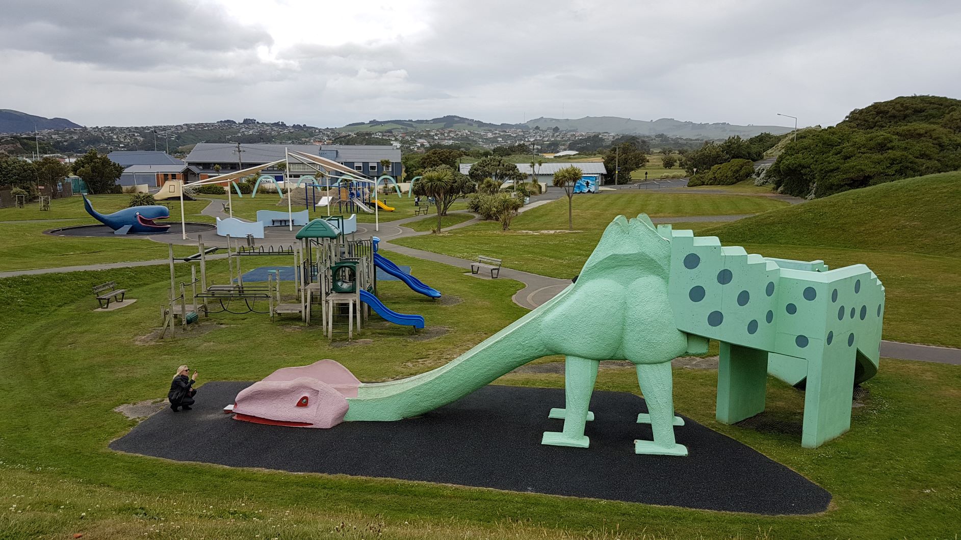 A shade sail at Marlow Park also known as Dinosaur Park