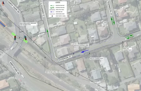 3 Alexander Street into Paterson Street and to  3 Teignmouth Street