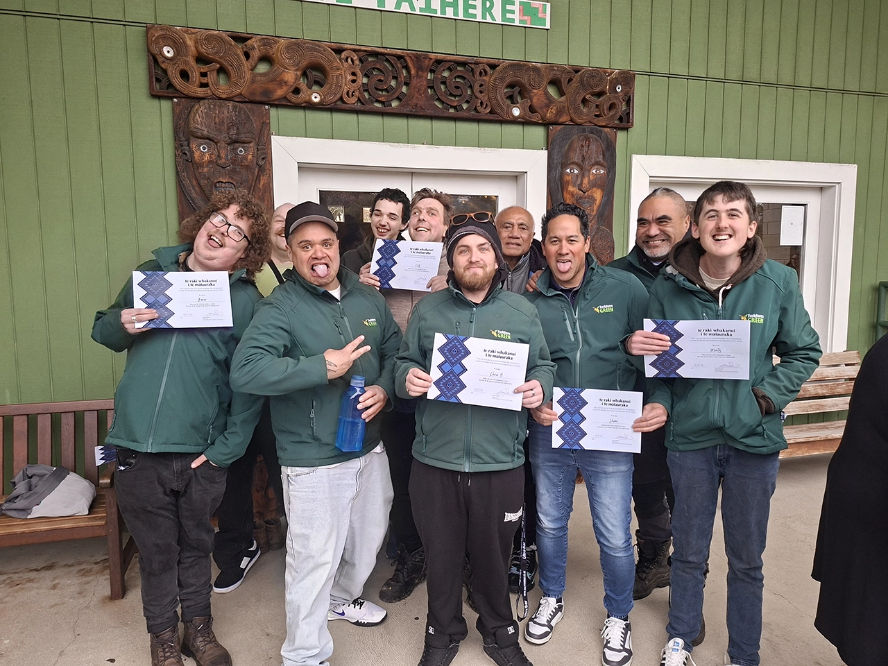 Task Force Green Volunteers – receiving certificates at Araiteuru Marae, Dunedin
