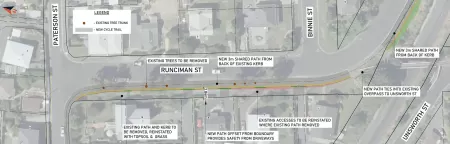 Paterson and Runicman Streets intersection, to the  Paterson and Binnie Street intersection