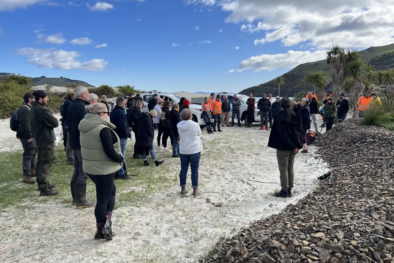 Volunteers greeted by Otakou Runaka representative on a Community Volunteer Day