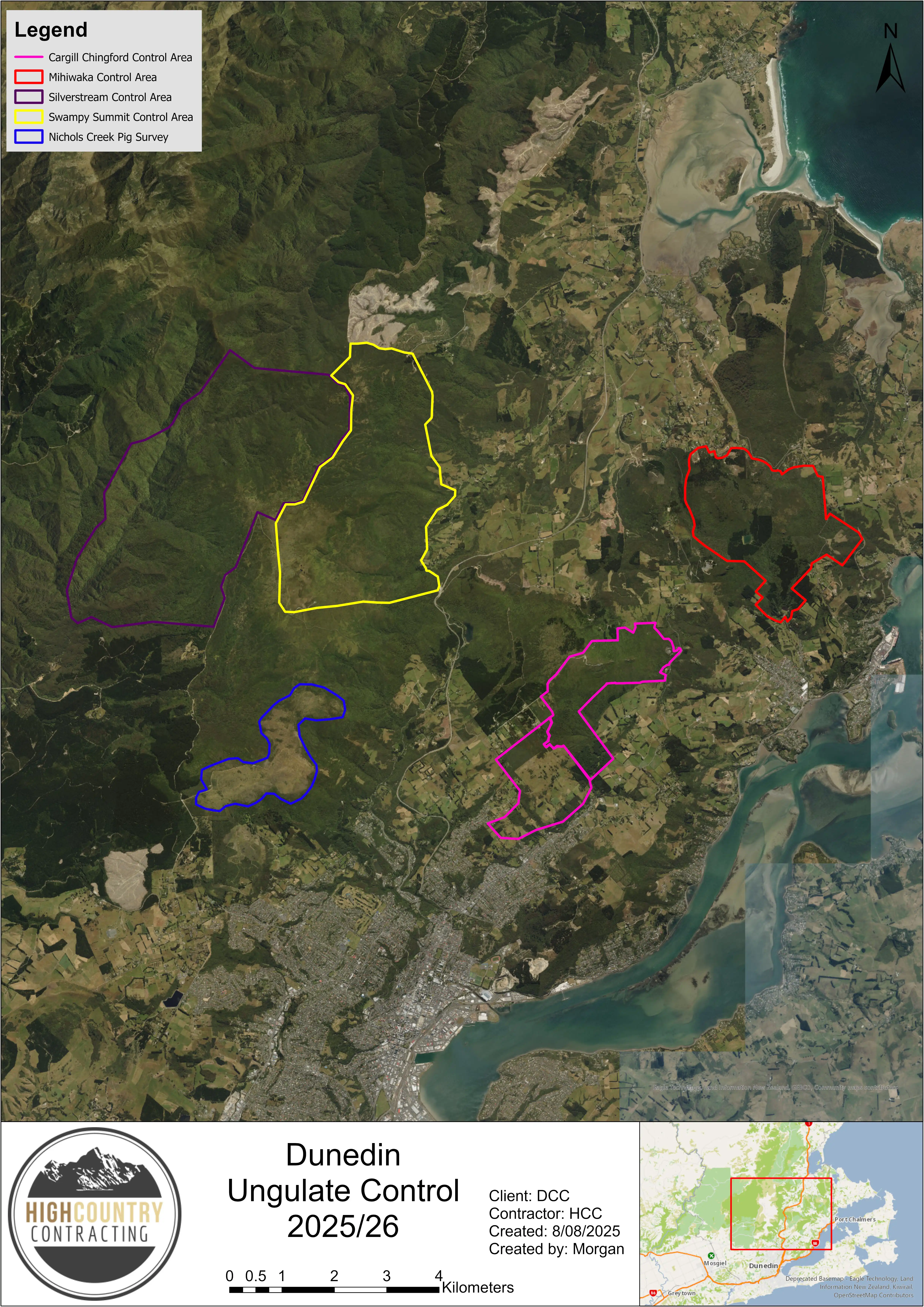 Dunedin ungulate pest control areas