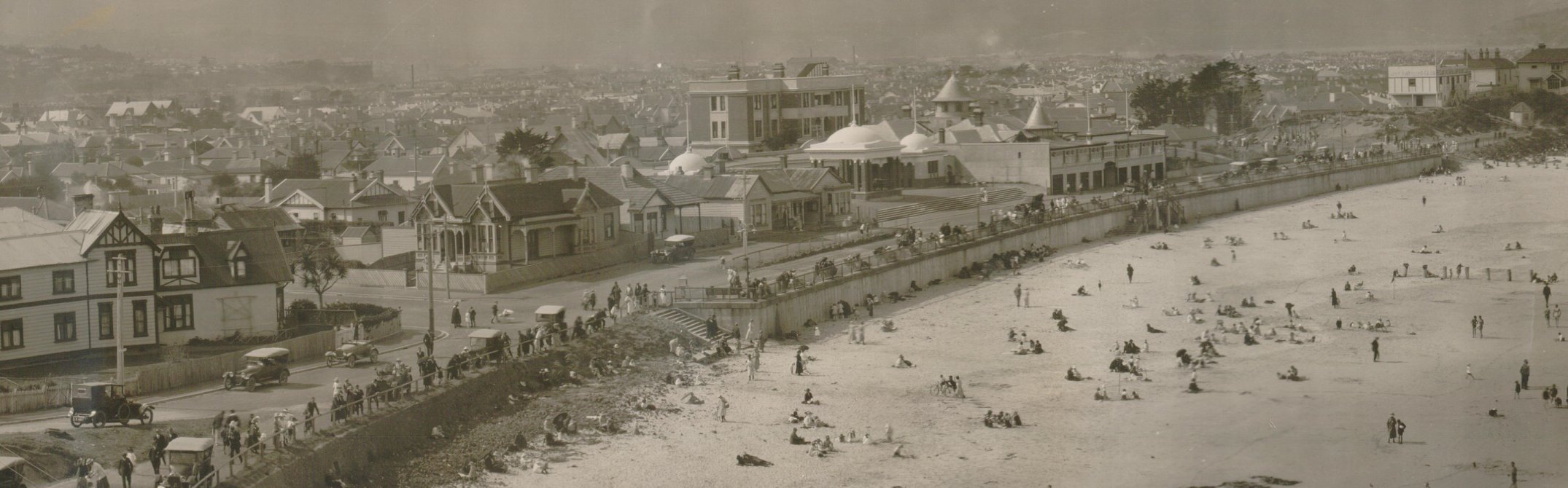 St Clair beach aerial shot in 1970's.