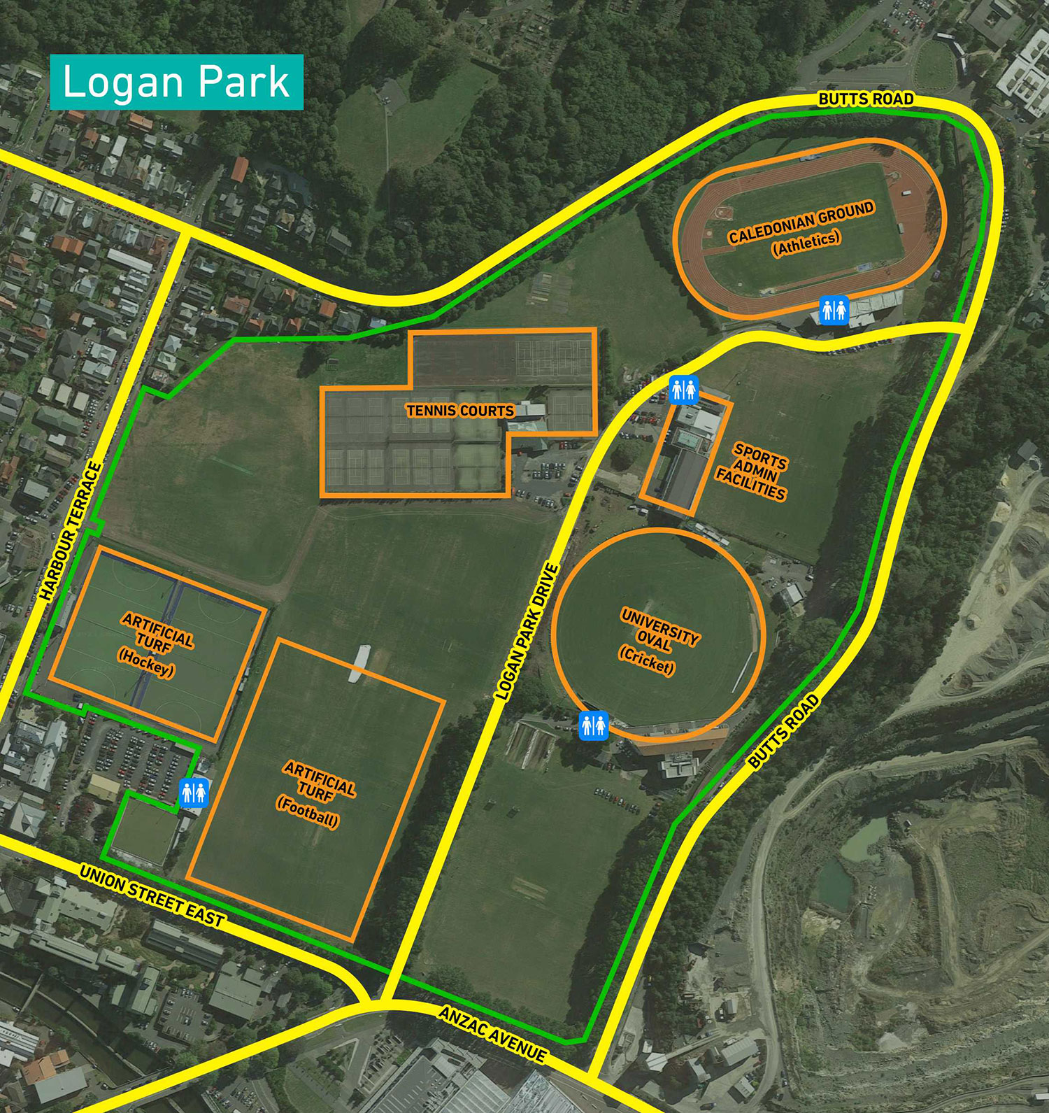 Logan Park Recreation Reserve map