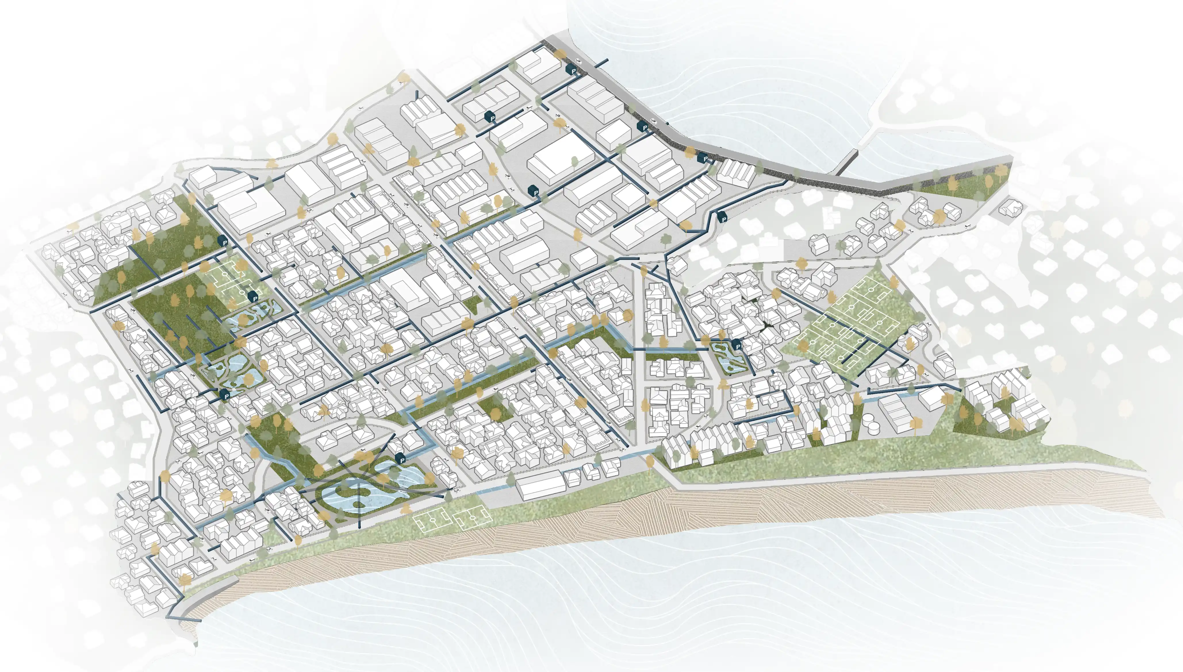 Seeks to make space for water, by reintroducing open waterways, wetlands, and other green spaces to complement the pipes and pumps