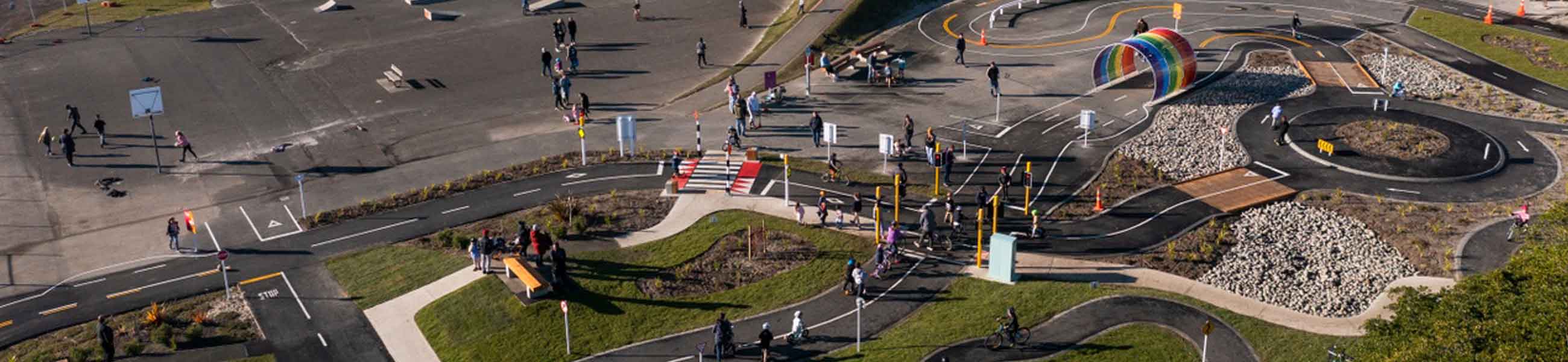 An arial view of the Marlow Park learn to ride park