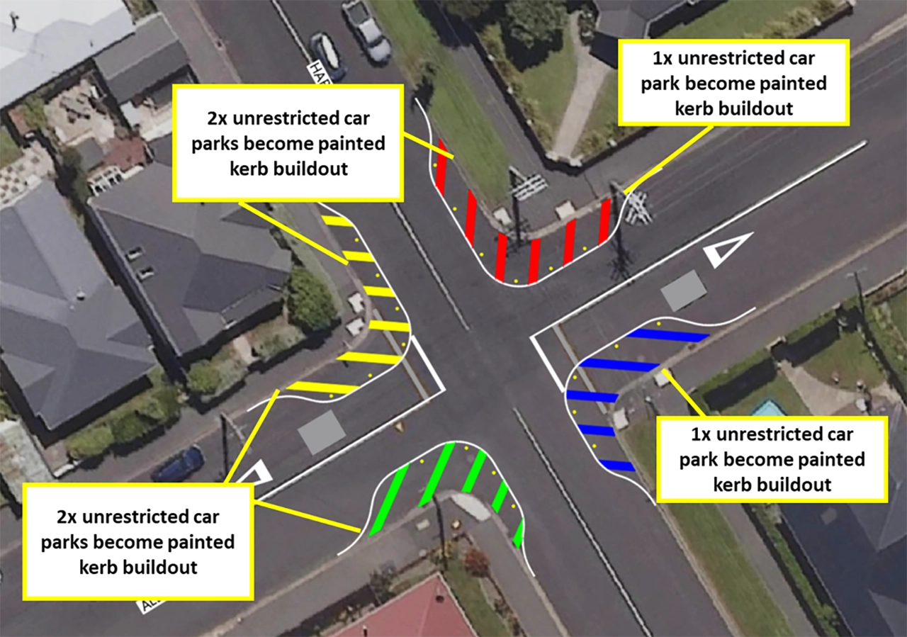 The planned changes are at the intersection of Albert Street and Hargest Crescent. 