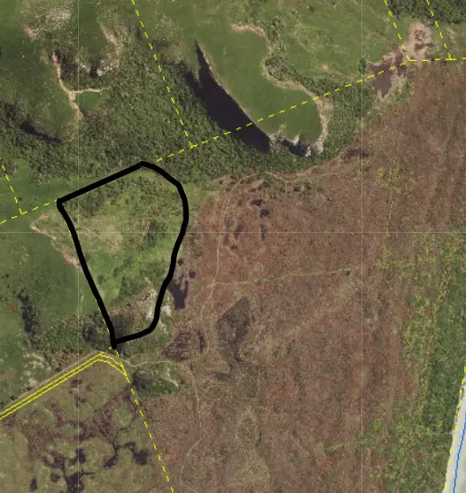 Map of operational area within the Okia Reserve, the Margaret Hazel Slope