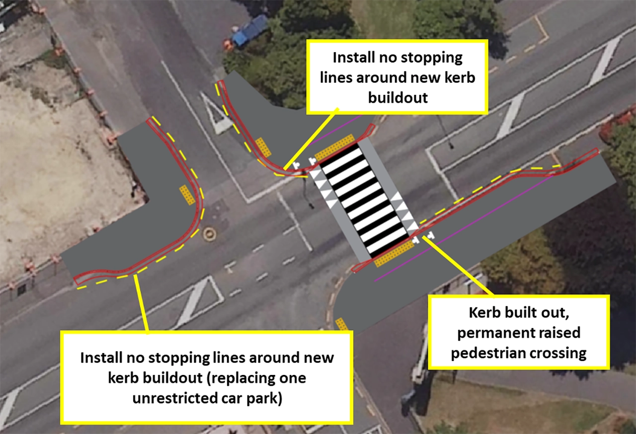 The planned changes are at the intersection of South Road and Surrey Street.