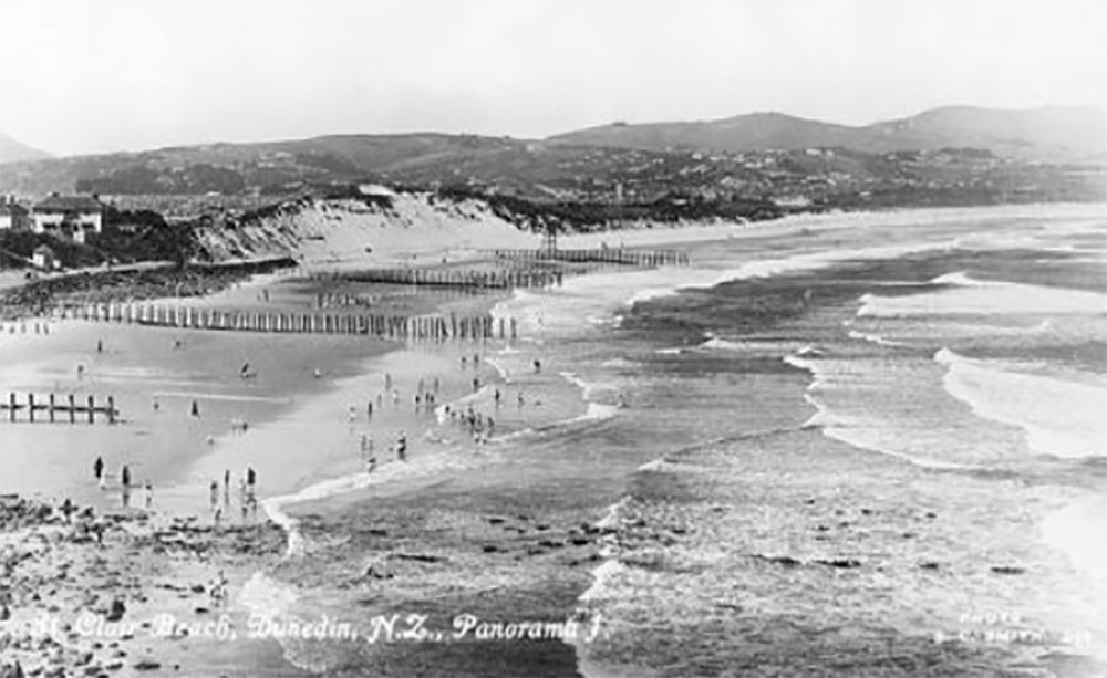 Groynes on St Clair Beach in the 1900s