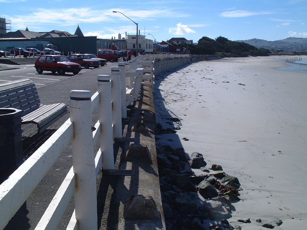 The previous sea wall at St Clair, which was lower and located slightly further inland