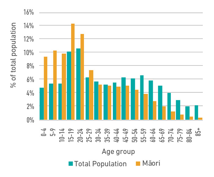 Percentage of population Maori
