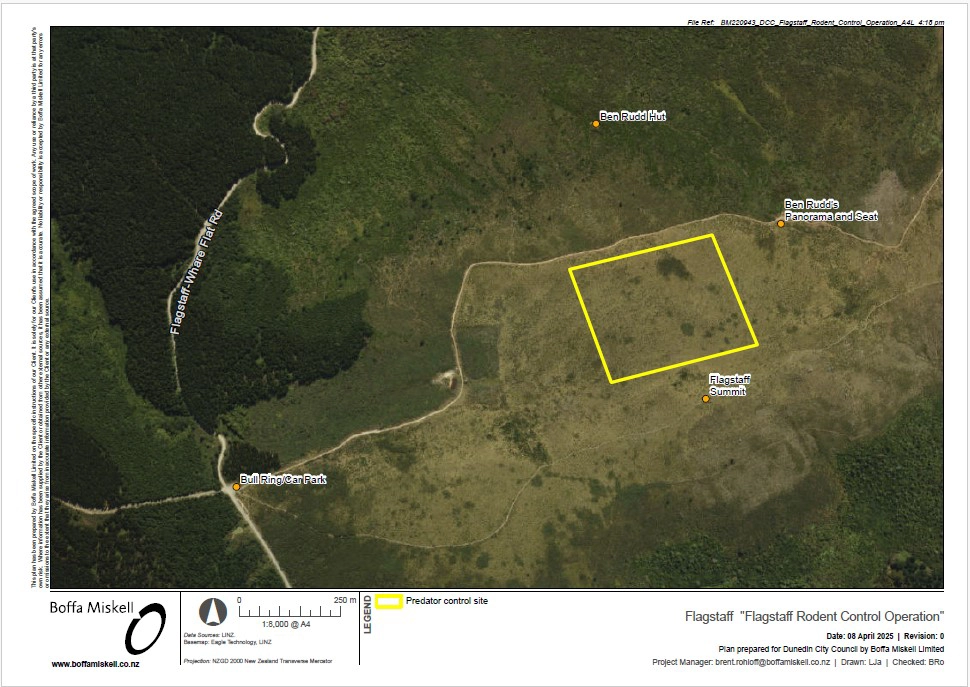 Aerial map depicting area of Flagstaff where rodent control operation taking place