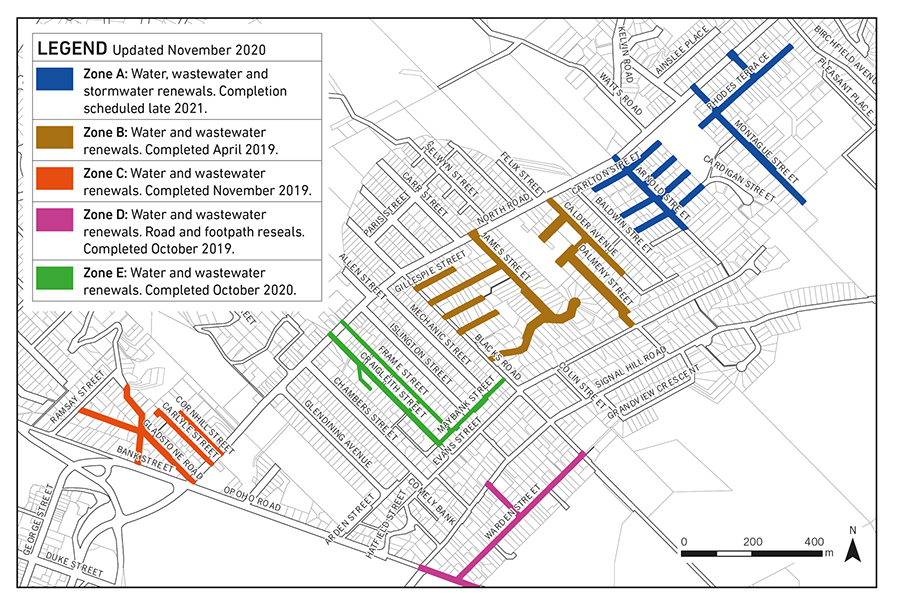 Map of area affected by renewals Map of area affected by renewals.