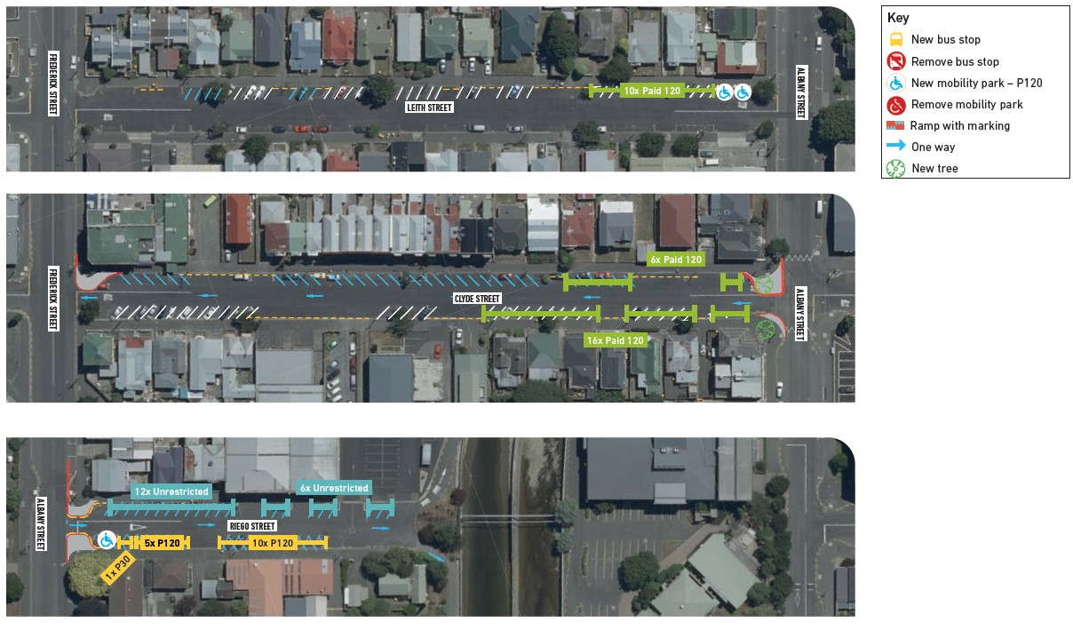 Satellite depiction of parking restrictions