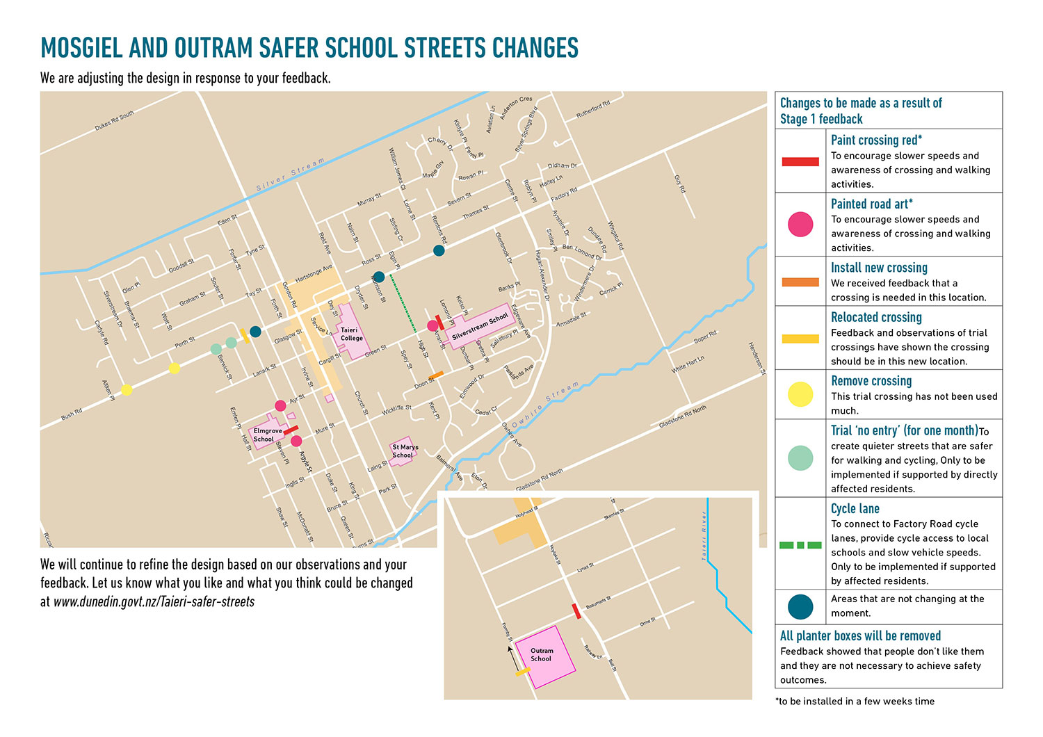 Mosgiel changes layout map Feb 2021
