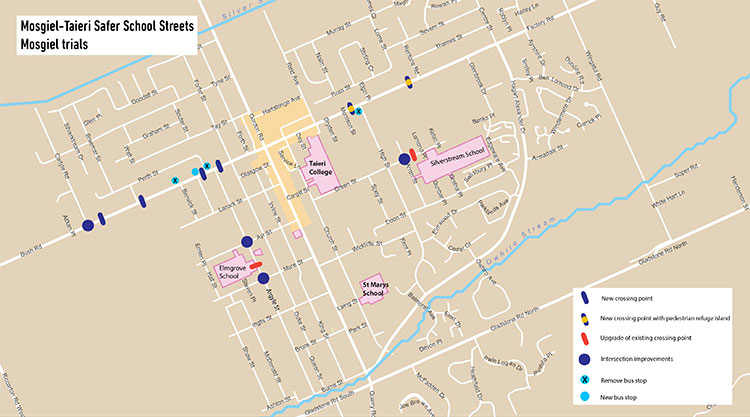 Safer streets - Mosgiel area map